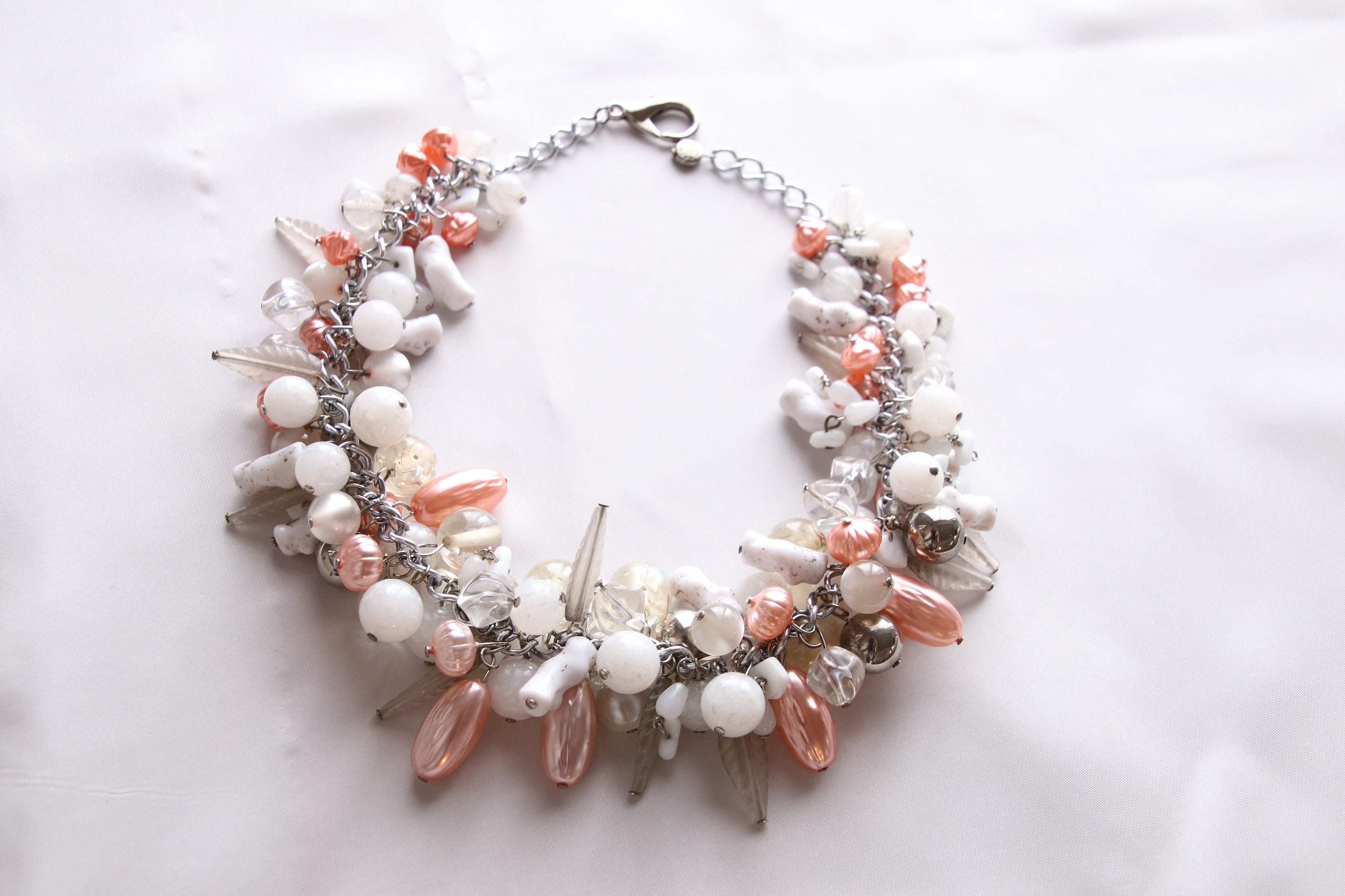 80-90's Vintage Italy Torsade Necklace 1980's Italian Bead Necklaces -
