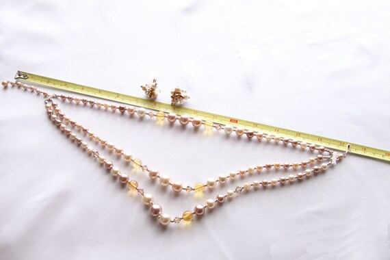 Vintage 1960's 3 Strand Faux Pearl/Crystal Neckla… - image 8