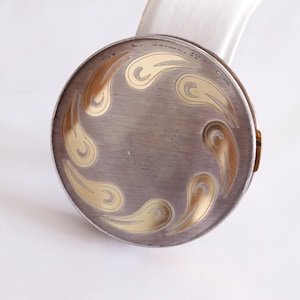 Vintage 1950&#39;s Gold Plate on Silver Finish Powder Compact