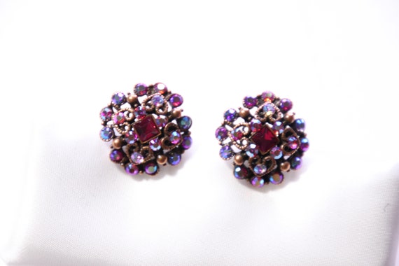 Joan Rivers Pink Aurora Crystal Heart Clip-On Ear… - image 2