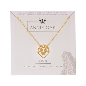 Geometric Lion Necklace | 18ct Gold Vermeil | Hypoallergenic | Charity Donation | Origami Animal Jewellery | Gift for Her | British Design