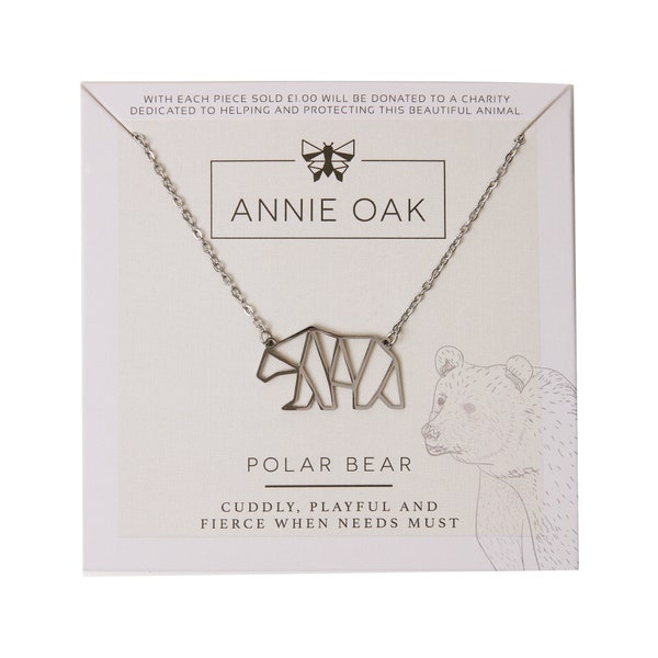 Geometric Polar Bear Necklace: 925 Silver, Climate Charity