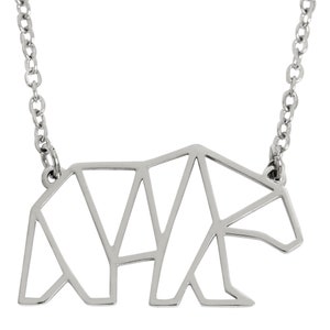 Geometric Polar Bear Necklace Charity Donation 316L Hypoallergenic Stainless Steel 925 Sterling Silver Origami Animal Lover Gift Jewellery image 5