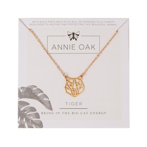Geometric Tiger Necklace | 316L Stainless Steel & 18ct Rose Gold | Hypoallergenic | Animal Jewellery | Charity Donation | UK Gift For Her
