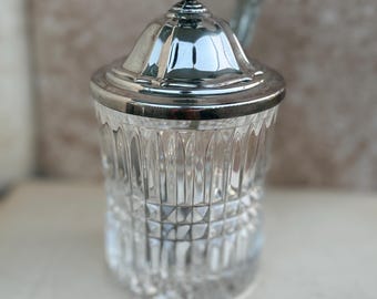 Fostoria Aspen Jam Jar Vintage Glass Jelly Jar with Lid Spoon Coffee Bar Decor