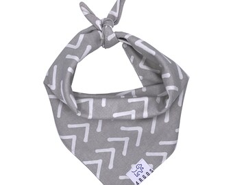 Boho Grey Dog Bandana, Boho Bandana, Double Layer Bandana, Tie On Dog Bandana, Pet Accessories