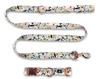 Dog Collar and Leash Set, Dog Walking Set, Collar and Leash Set, Dog Collar, Dog Leash, Floral Dog Collar, Floral Dog Leash, Dog Gifts