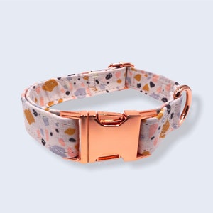 Terrazzo Dog Collar, Adjustable Dog Collar, Stylish Dog Collar, Rose Gold Hardware, Modern Dog Collar, Female, Girl, Dog Collar