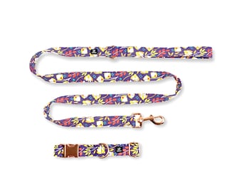 Dog and Collar Walking Set, Dog Leash, Dog Collar, Floral Dog Collar and Leash Set, Dog Walking Set, New Dog Gifts