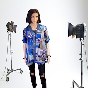 Reversible jacket M-3XL blazer 100% cotton jean denim jacket upcycled clothing jacket boho hippie art coat oversized short sleeve jacket Y2k