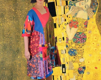 M up to 3XL Upcycled Dress Cotton Patchwork Reworked One of a Kind Boho Chic Handmade Unique Sustainable Fashion Designed Dress Tunic Top