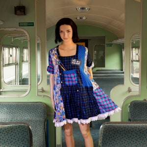 M-XL Upcycled Dress Soft 100% Cotton Patchwork Reworked One of a Kind Boho Chic Handmade Unique Sustainable Fashion Designed Dress Tunic Top