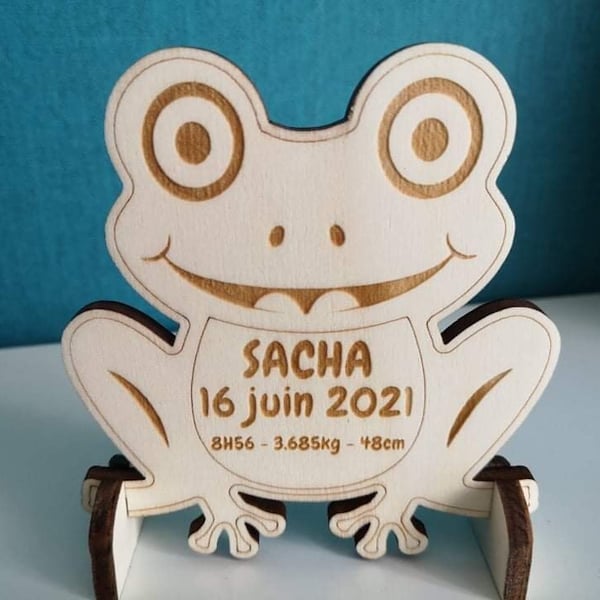 Faire Part Bois Annonce Naissance Mariage Evènement Grenouille ou autre