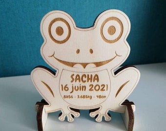 Faire Part Bois Annonce Naissance Mariage Evènement Grenouille ou autre