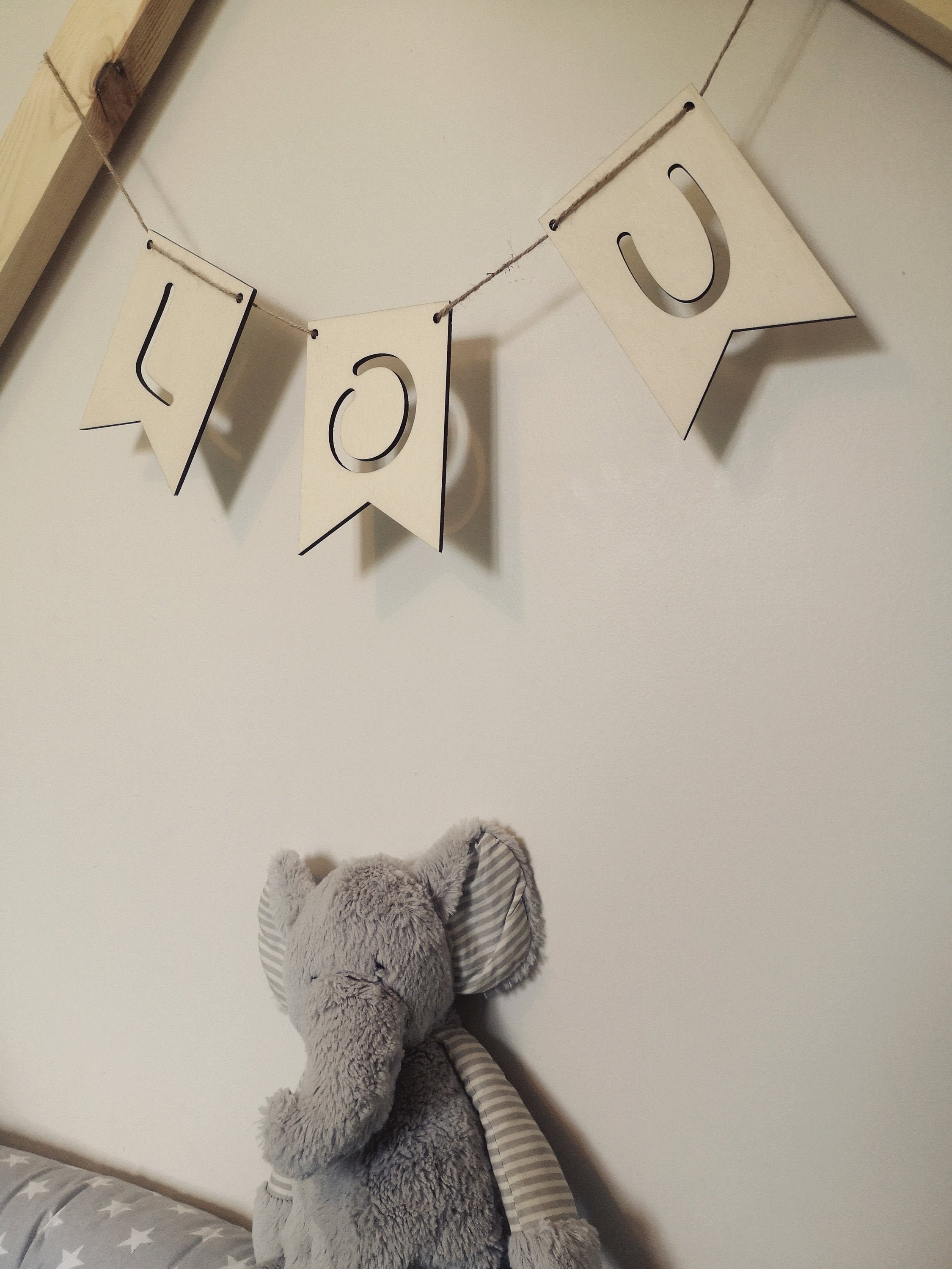 Guirlande en Bois - Fanions Bois Prénom Phrase Personnalisé Chambre Anniversaire Décoration Mariage 