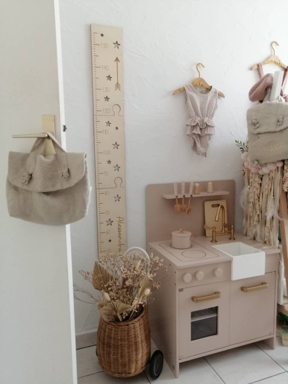 Toise en Bois Personnalisée. Cadeau Naissance, Décoration Chambre Enfant Bébé, Jungle, Marin, Etoile