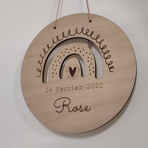 Targhetta per nome, regalo di nascita, decorazione per la cameretta dei bambini, produzione francese, Arcobaleno