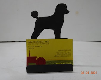 Poodle business card holder, desktop organization, steel business card holder.