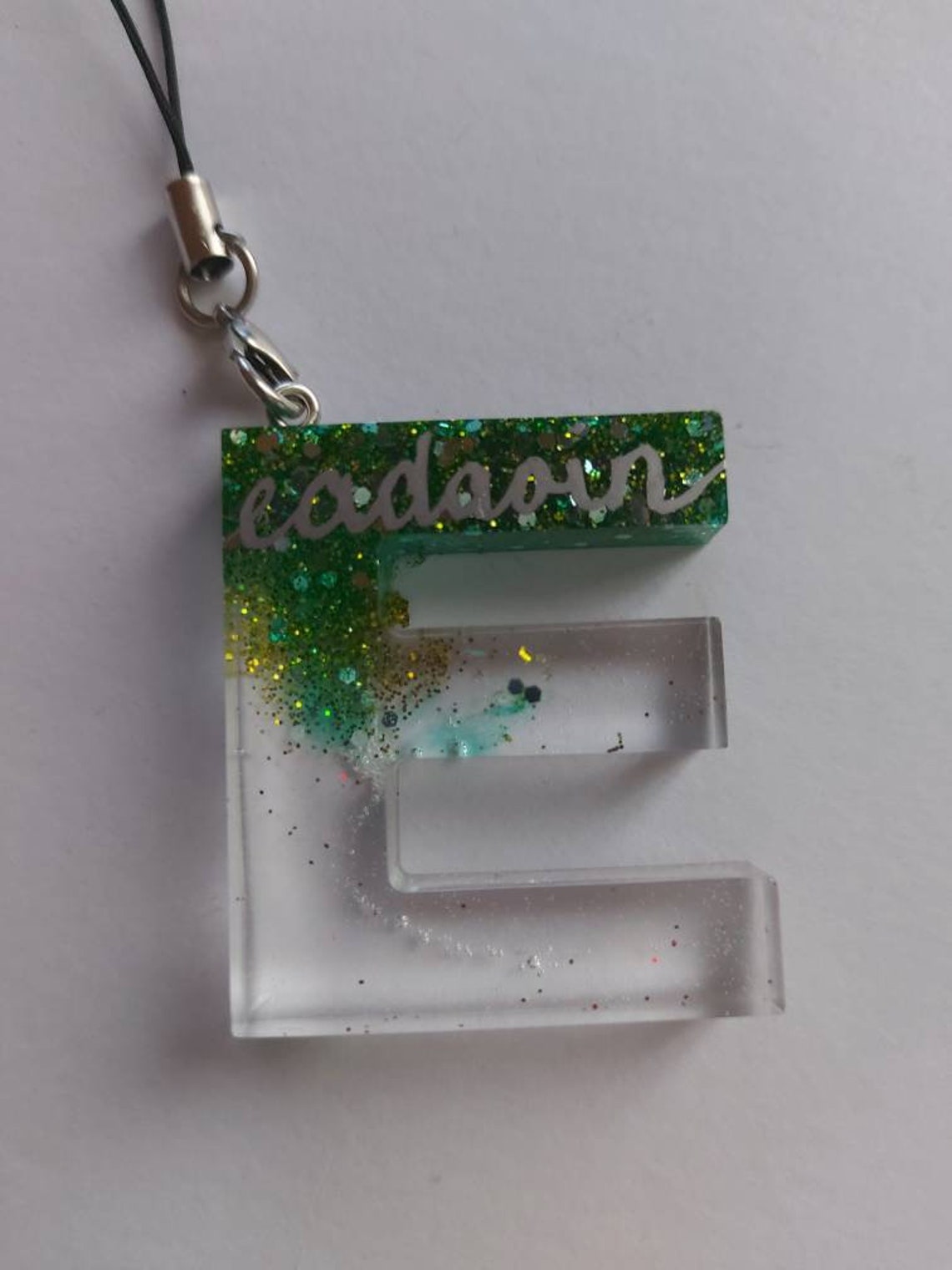 Handmade Initial and Name Keychain RESIN Dual Colour Charm Etsy
