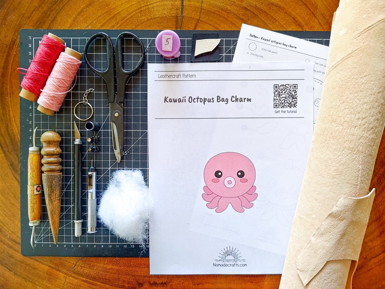 Octupus Threading Kawaii Octopus Leather Bag Charm Pattern and Illustrated Tutorial ...