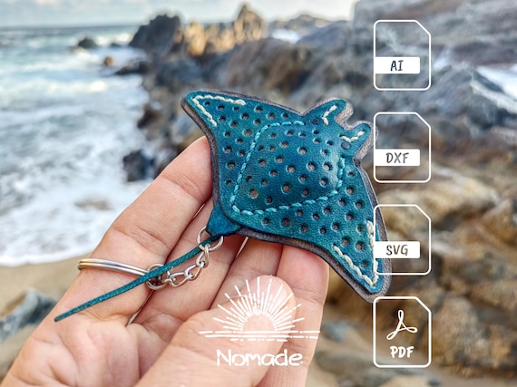 Manta Ray Bag Charm Pattern | Leathercraft Pattern & Tutorial | PDF Ai DXF SVG