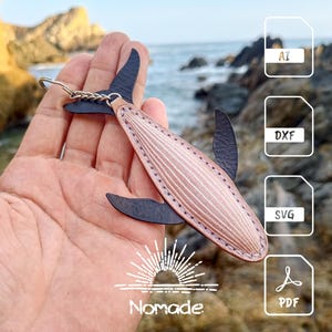 Wzór na zawieszkę do torebki z wielorybem garbatym | Wzór i instrukcja do wyrobu skóry | PDF Ai DXF SVG