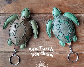 Sea Turtle Leather Bag Charm Pattern and Illustrated Tutorial