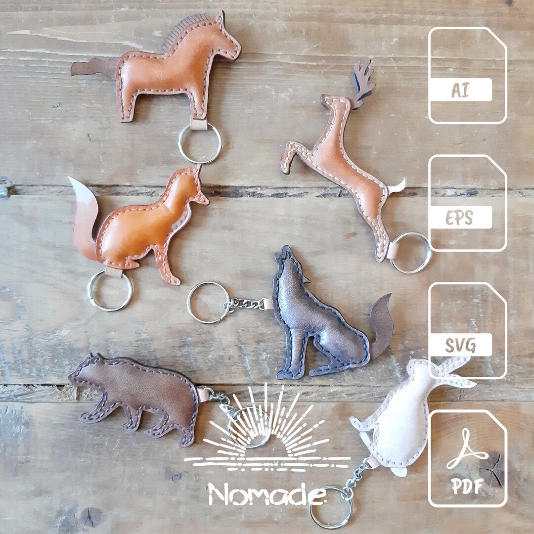 6 Forest Animals Keychains Patterns | Leathercraft Patterns Pack ...