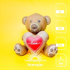 Valentinstag Teddy Bär Muster | Leathercraft Pattern & Anleitung | PDF Ai DXF SVG