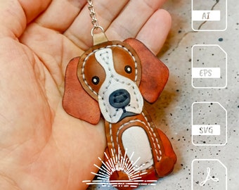 Puppy Bag Charm Pattern | Leathercraft Pattern & Tutorial | PDF Ai EPS SVG