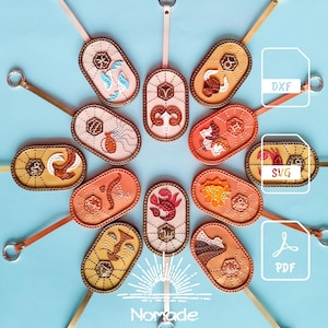 12 Zodiac Sign Leather Bag Charm Patterns Collection and Illustrated Tutorial