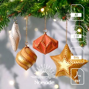 4 patronen met leren hangende ornamenten in 3D en geïllustreerde handleiding