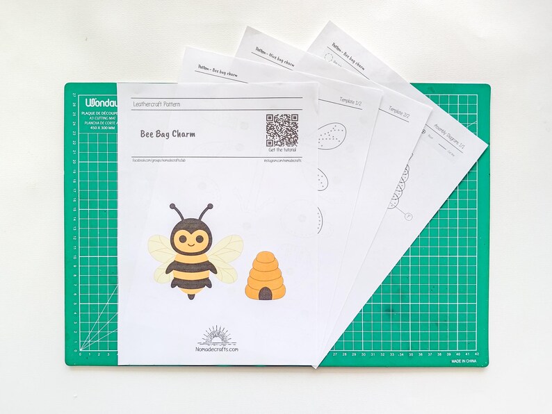 Honey Bee Leather Bag Charm Pattern and Illustrated Tutorial - Etsy