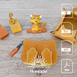 Cat 4 Projects Pack - Geldbörse - Taschenanhänger - Tablett - Kabel-Organizer | Leathercraft Patterns & Tutorials | PDF Ai DXF SVG