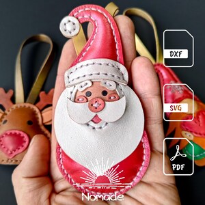 3 Christmas Bag Charm Leather Patterns: Santa, Elf, and Reindeer