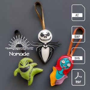 Ciondoli per borse Nightmare Before Christmas / Leathercraft 3 Patterns Pack & Tutorial / PDF Ai DXF SVG