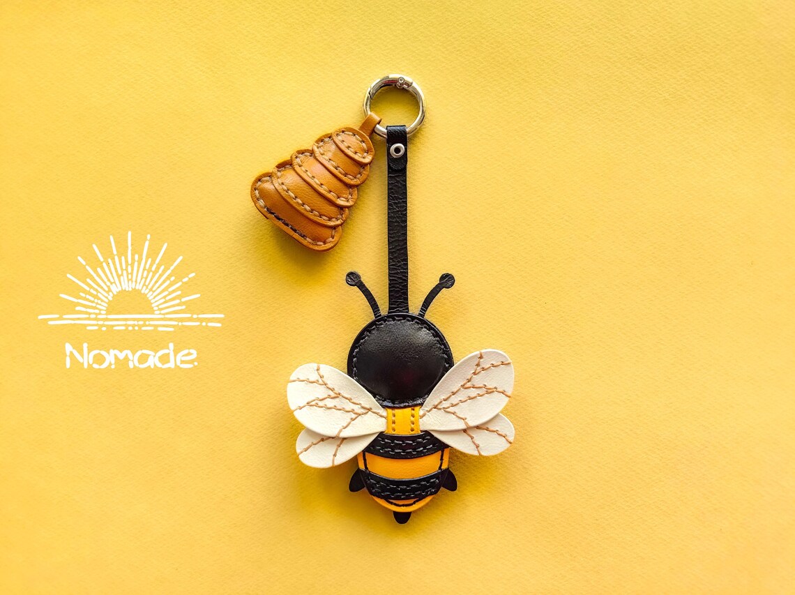 Honey Bee Leather Bag Charm Pattern and Illustrated Tutorial - Etsy