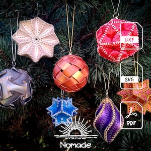 Ensemble de 6 motifs uniques de décorations de Noël en cuir et tutoriel