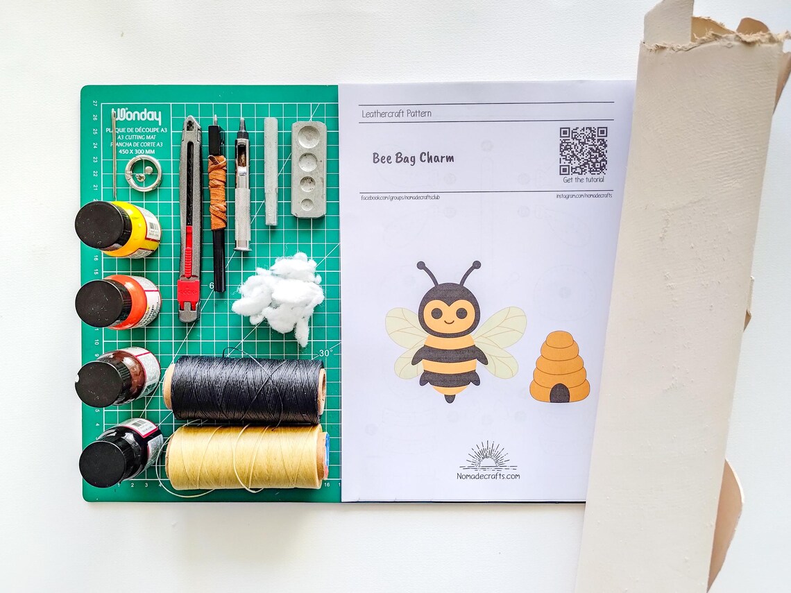 Honey Bee Leather Bag Charm Pattern and Illustrated Tutorial - Etsy
