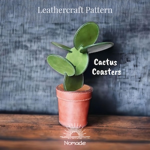 Cactus Coaster Set with Leather Flower Pot Pattern and Tutorial