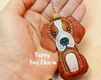 Puppy Dog Leather Bag Charm Pattern and Illustrated Tutorial
