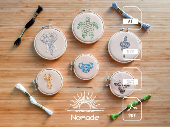 Geometric Animal Leather Stitching Templates | 6 Designer Embroidery Patterns