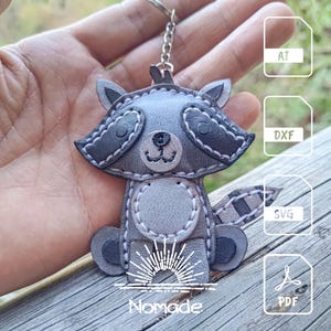Waschbär Taschenanhänger Muster | Leathercraft Pattern & Anleitung | PDF Ai DXF SVG