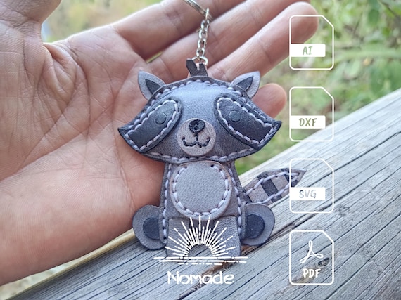 Raccoon Bag Charm Pattern | Leathercraft Pattern & Tutorial | PDF Ai DXF SVG