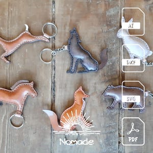 6 Forest Animals Keychains Patterns | Leathercraft Patterns Pack & Tutorial | PDF Ai DXF SVG