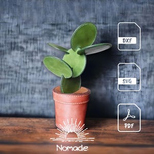 Ensemble de sous-verres cactus avec motif de pot de fleurs en cuir et tutoriel