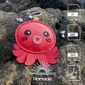 Kawaii Octopus Bag Charm Pattern | Leathercraft Pattern & Tutorial | PDF Ai DXF SVG