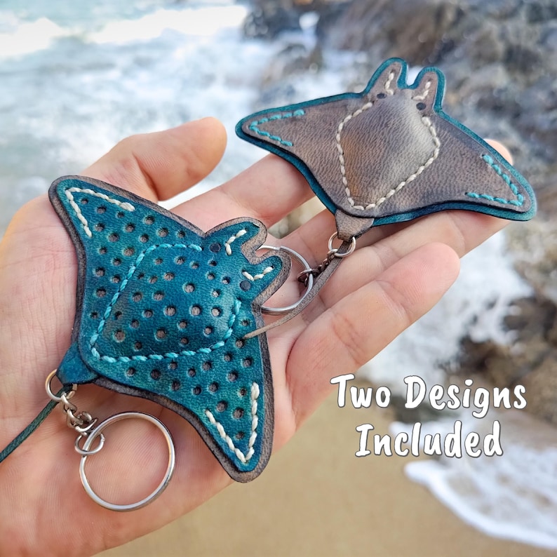 Manta Ray Leather Bag Charm Pattern and Illustrated Tutorial image 2