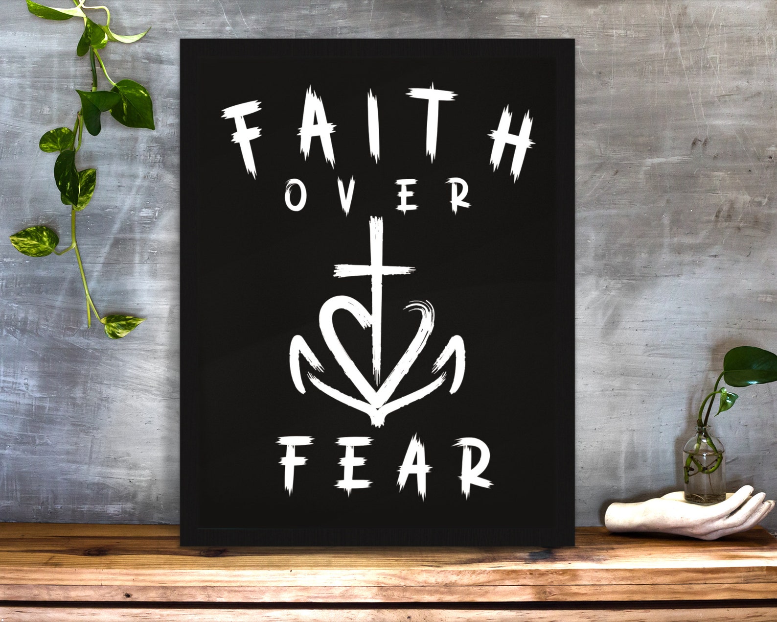 Faith Over Fear svg Cross Anchor Heart png Religious Quote  Etsy