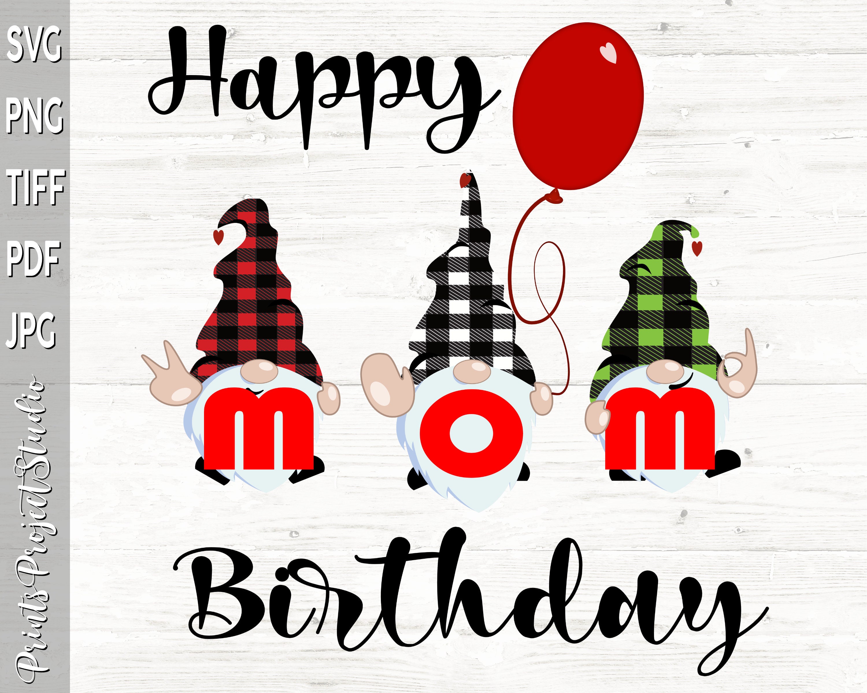 Download Happy Birthday Mom Birthday Gnome Svg Buffalo Plaid Gnome ...